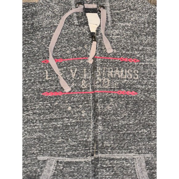 Levis Womens Gray Zip-Up Hoodie With Pockets L - Picture 3 of 5